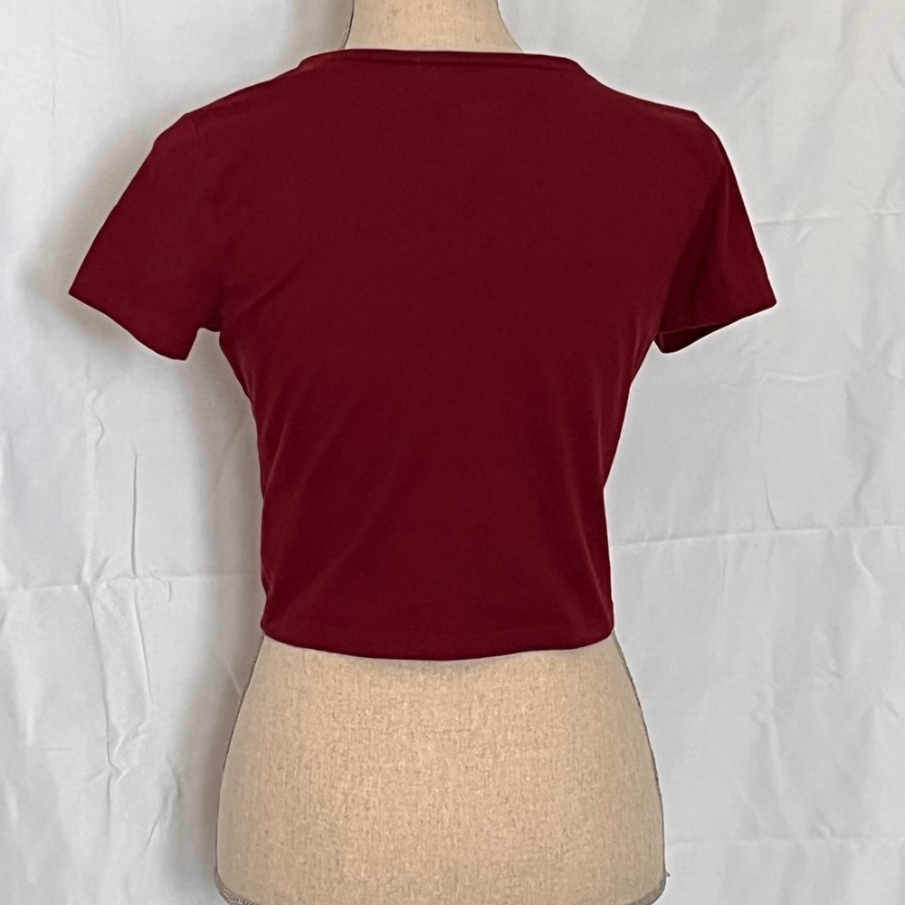 Wild Fable Burgundy V-Neck Crop Top EUC soft and comfortable - Picture 2 of 5